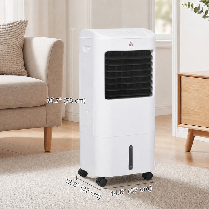 HOMCOM Evaporative Air Cooler, 3-In-1 Ice Cooling Fan with Remote, White