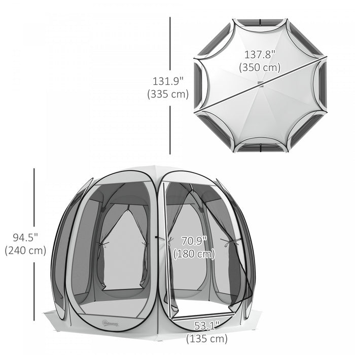 Outsunny 11' X 11.5' Screen Tent, Pop Up Gazebo With 2 Doors, Cream White