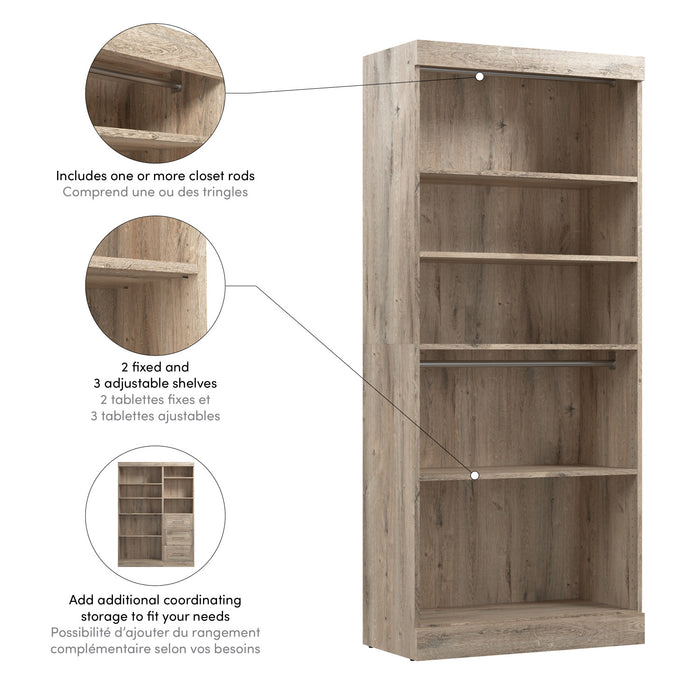 Bestar Pur 36 W Closet Organizer - Rustic Brown