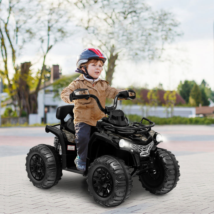 Costway 12v Kids Ride On Atv Electric 4-wheeler Quad 2 Speeds W/ Mp3 & Headlights Black