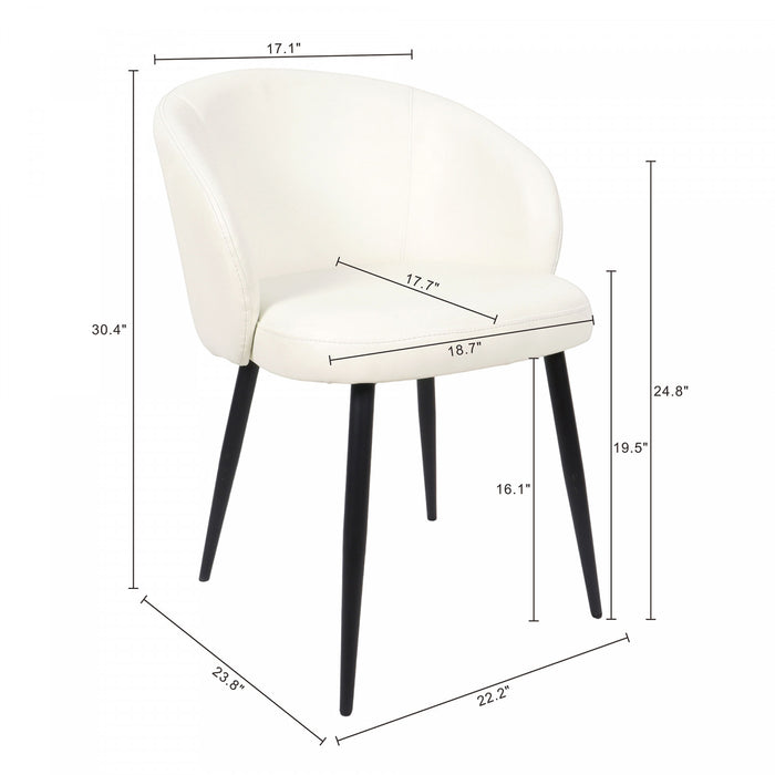 Looma Contemporary Modern Vegan Leather Metal Side Chair in Ivory - Set of 2