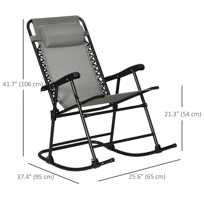 Outsunny 2pc Patio Foldable Rocking Chair Set Grey