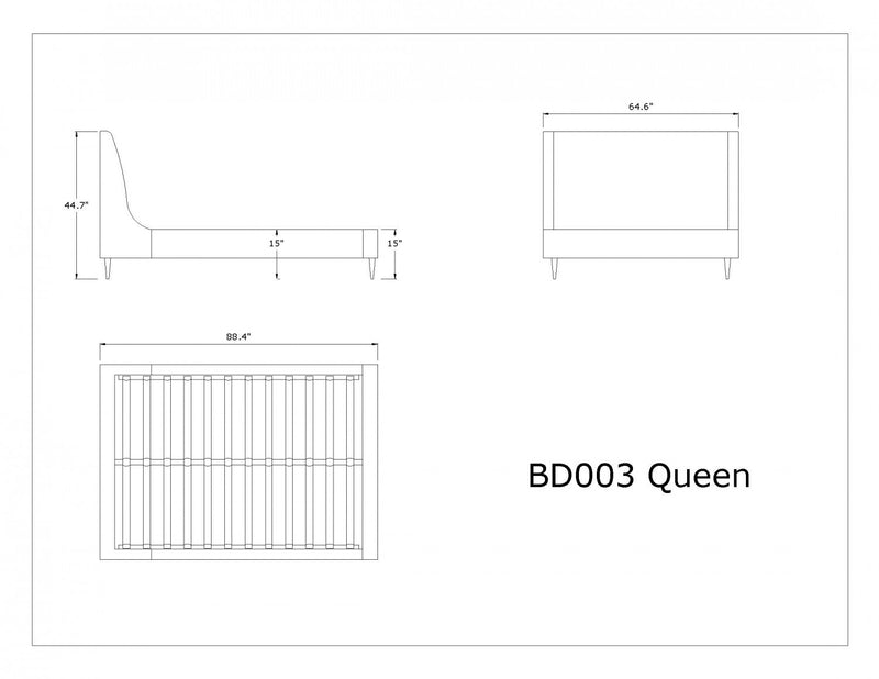 Heather Mid-Century Modern Velvet Upholstered Queen Bed in Gray and Black