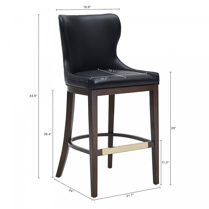 Blair Modern Wood Upholstered Barstool in Black - Set of 3 Bar Stool