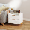 HOMCOM Bedside Table, Nightstand with 2 Drawers for Bedroom, White