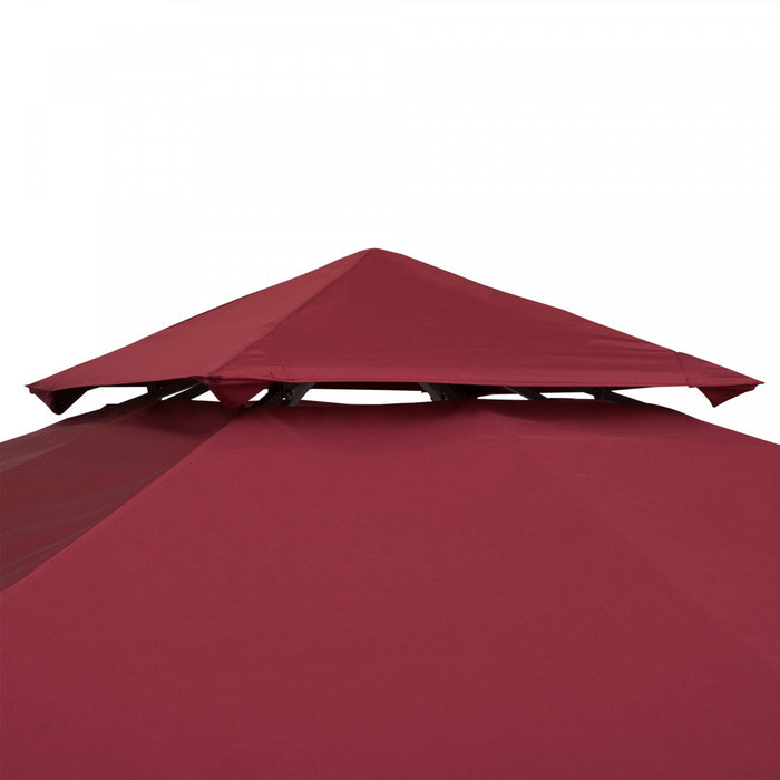 Outsunny 9.8' X 9.8' Square 2-tier Gazebo Replacement Canopy, Top Cover Outdoor Garden Sun Shade Shelter, Wine Red