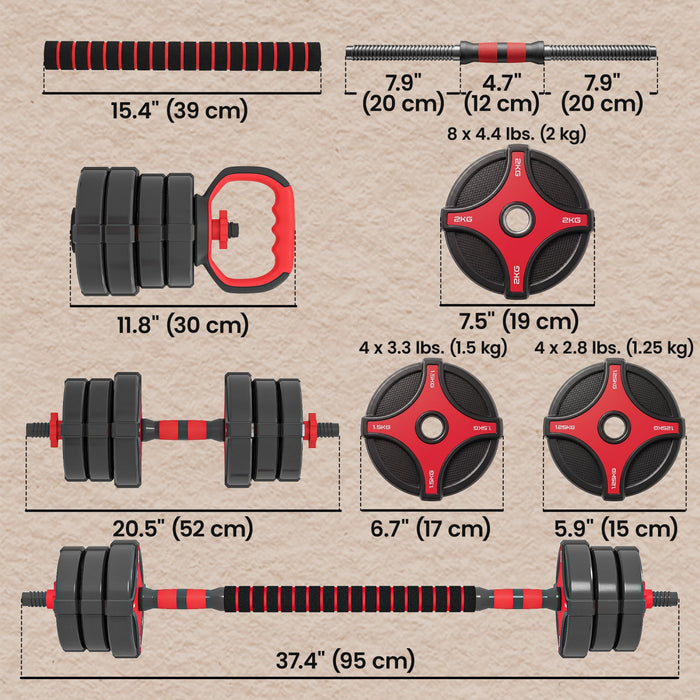 Soozier 66 lb 5-in-1 Adjustable Dumbbell Set with Connector for Home Gym