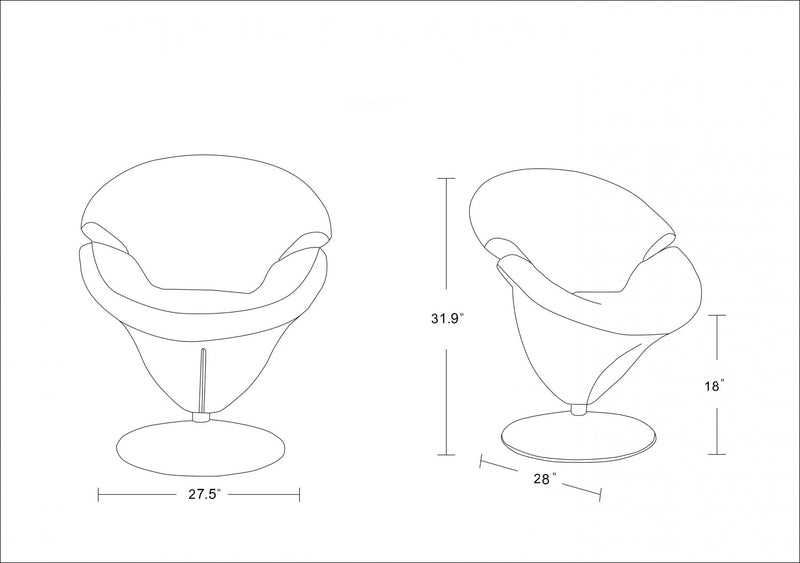 Tulip Modern Velvet Swivel Lounge Chair in Orange - Set of 2