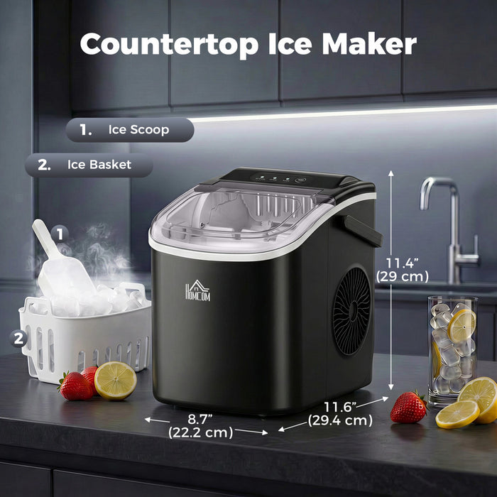 HOMCOM Portable Ice Maker Countertop, Ice Maker Machine, Black