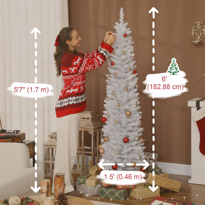 HOMCOM 6ft Christmas Tree with DIY Synchronized LEDs, Xmas Tree, White