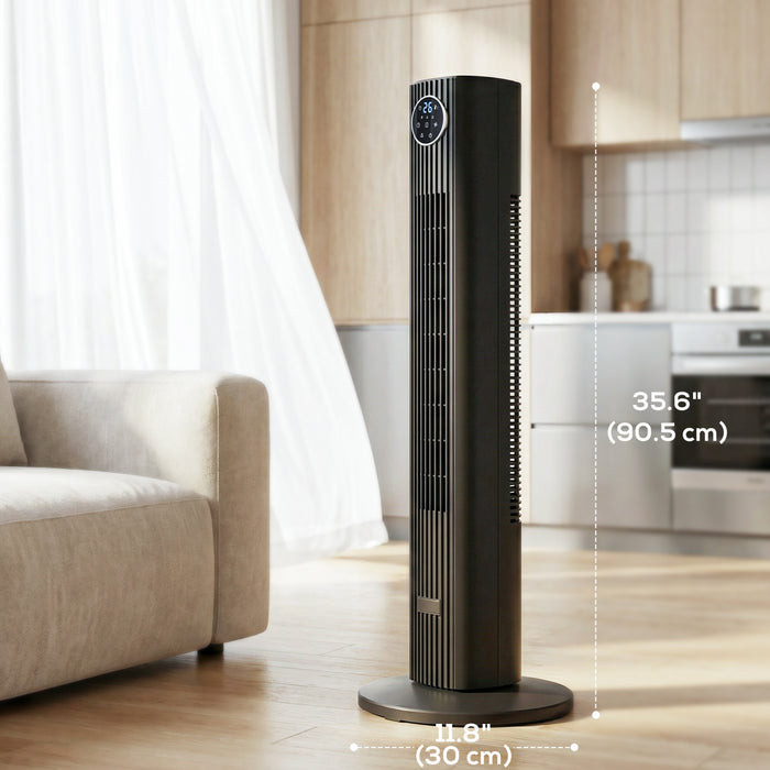 HOMCOM 28dB Tower Fan for Bedroom, 26 ft/s Velocity Standing Fan, Black