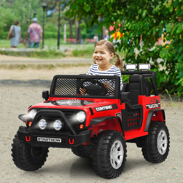 Costway 12v Kids Ride On Truck Remote Control Electric Car W/lights&music Red