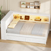 Arthur Full Size Wood Daybed with LED Light, USB Port and 2 Storage Drawers, White | Lit de jour Arthur en bois format Full avec LED, port USB et 2 tiroirs de rangement, blanc