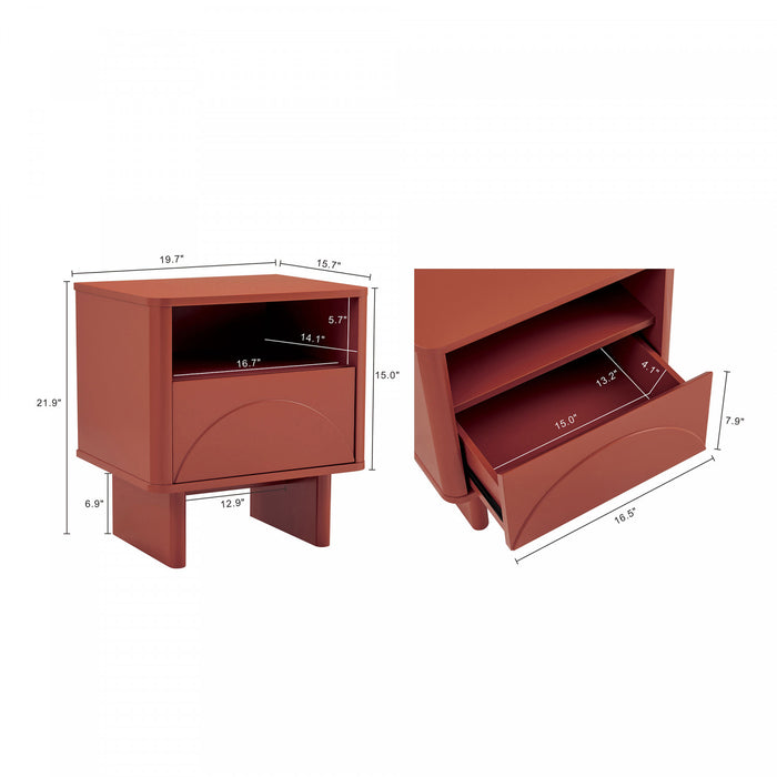Ella Modern 20\" Nightstand in Terracotta (1-Drawer) - Set of 2