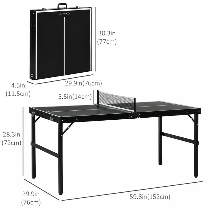 Soozier Mini Table Tennis Table, Aluminium Folding Ping Pong Table