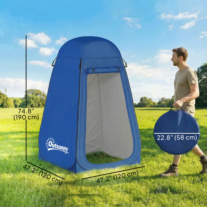 Outsunny Pop Up Shower Tent, Outdoor Privacy Changing Dressing Room, Blue