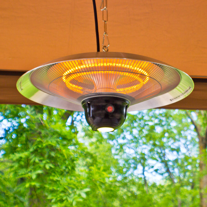 Energ+ Infrared Electric LED Hanging Patio Heater - HEA-21522 SILVER