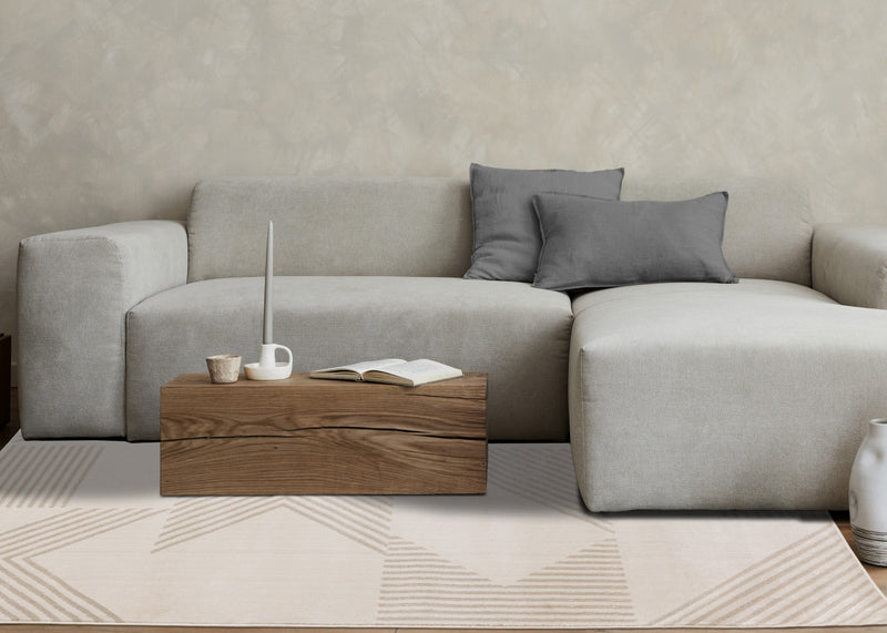 Hudson Modern Geometric Cream Beige Area Rug - 7'10\" x 10'6\"