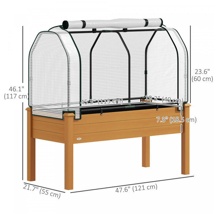 Outsunny Raised Garden Bed with PE Greenhouse Cover, Sand