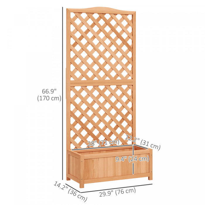 Outsunny Raised Garden Bed Planter with Trellis for Vine Climbing Brown