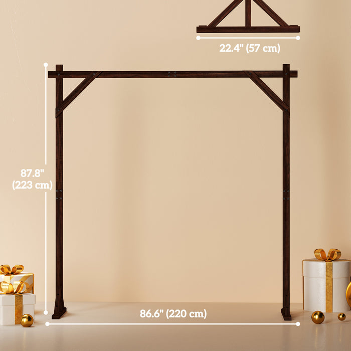 Outsunny 7ft Wedding Arch, Rectangular Wooden Arch For Ceremony, Dark Brown