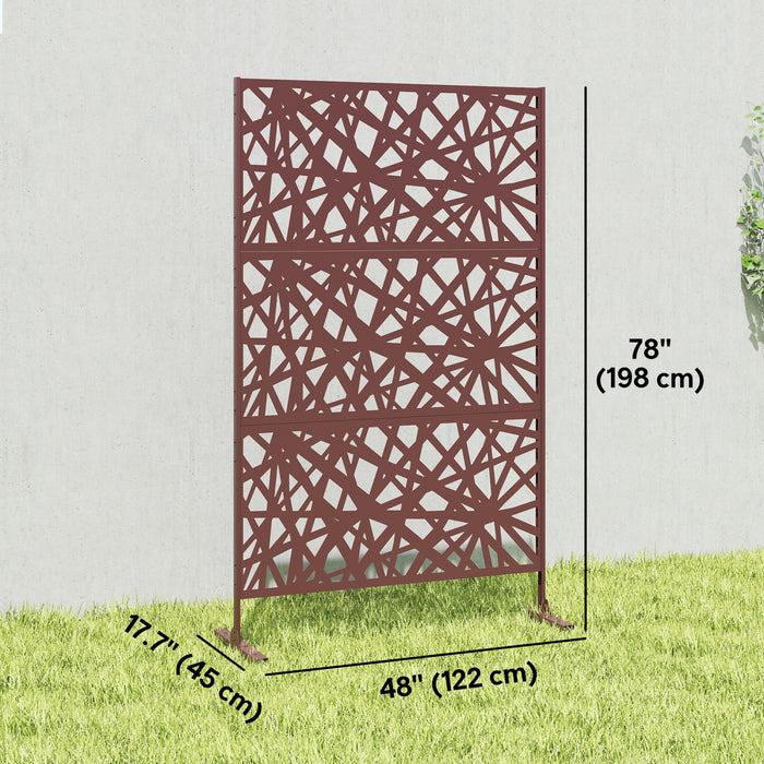 Outsunny Outdoor Privacy Screen, Freestanding Outdoor Divider, Dark Brown