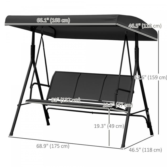 Outsunny 3-seater Swing Chair Covered, Black