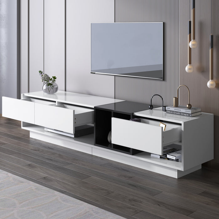 Logan High-Gloss Finish TV Cabinet with Drawers and Storage Compartments,White Tv Stand