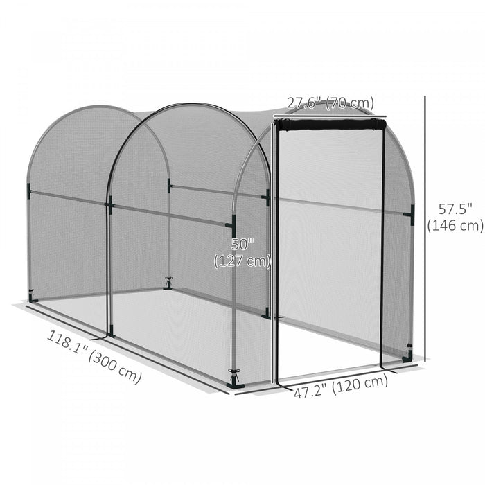 Outsunny 9.8' x 3.9' Plant Protector from Animals with Zipper Roll-Up Door