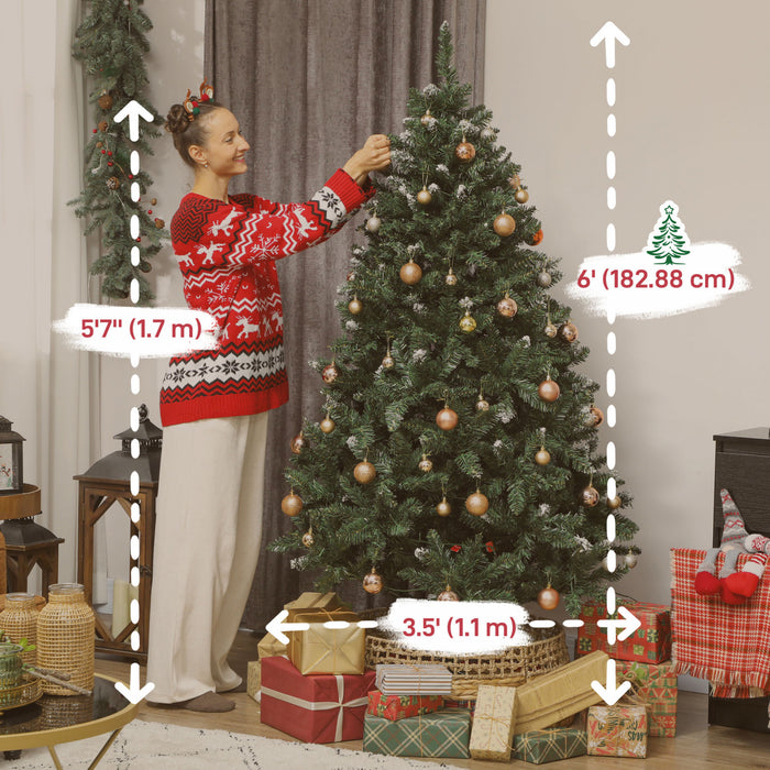 HOMCOM 6ft Frosted Christmas Tree with Dual Colour, Full Spruce Xmas Tree