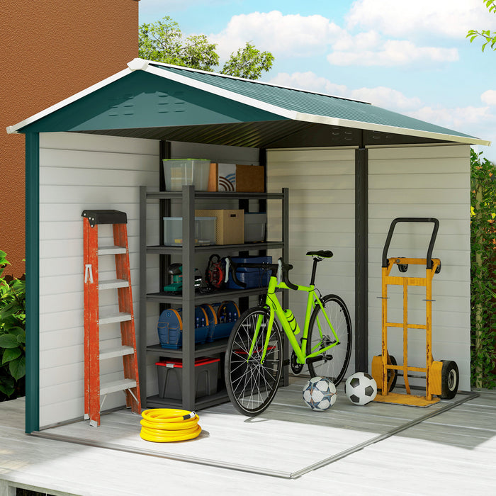 Outsunny 9' x 6' Garden Shed, Metal Outdoor Storage Shed for Yard Green