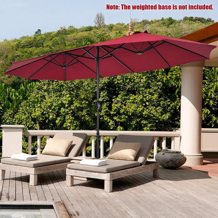 Costway 15FT Patio Double-Sided Umbrella Crank Outdoor Garden Market Sun Shade Wine