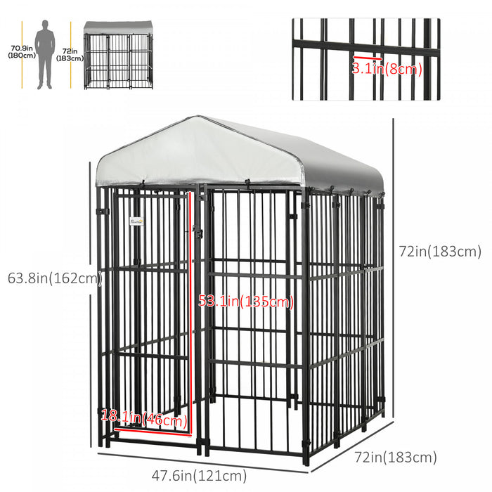 Pawhut 6 X 4 X 6ft Dog Kennel For Medium And Large Dogs, Outdoor Dog Playpen House With Uv-resistant Roof, Heavy-duty Chain Link And Secure Lock