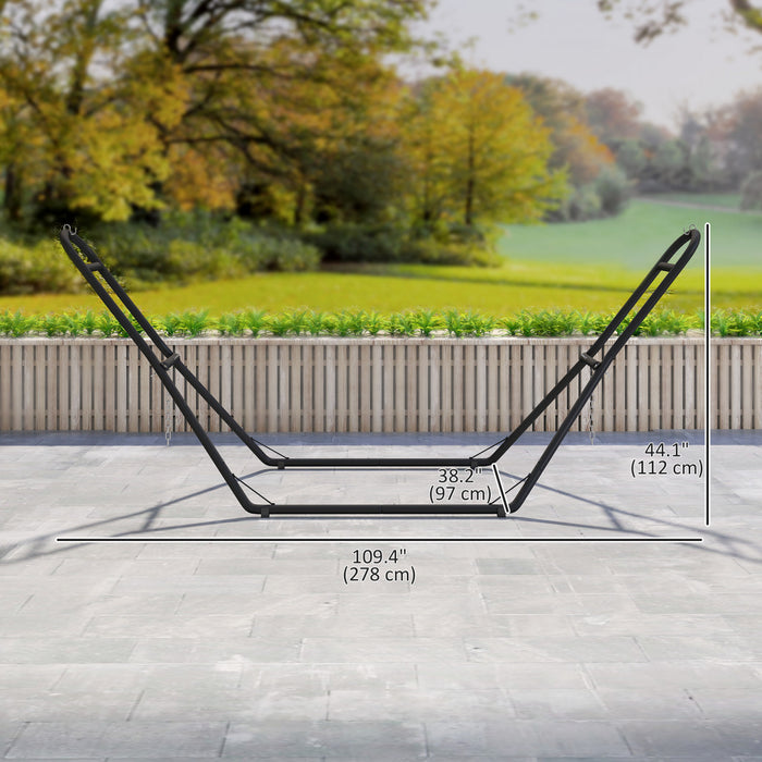 Outsunny 9ft Hammock Stand Adjustable Height, 330 lbs Capacity, Black