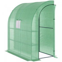 Outsunny 7' X 3' X 7' Outdoor Lean-to Walk-in Greenhouse, Plant Gardening Green House With Roll-up M