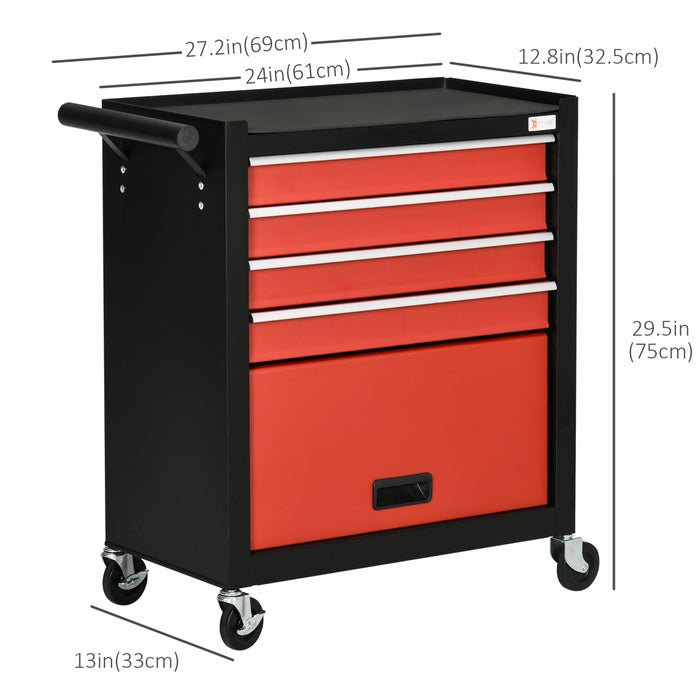 Durhand 4-drawer Tool Chest With 4 Wheels Rolling Tool Organizer