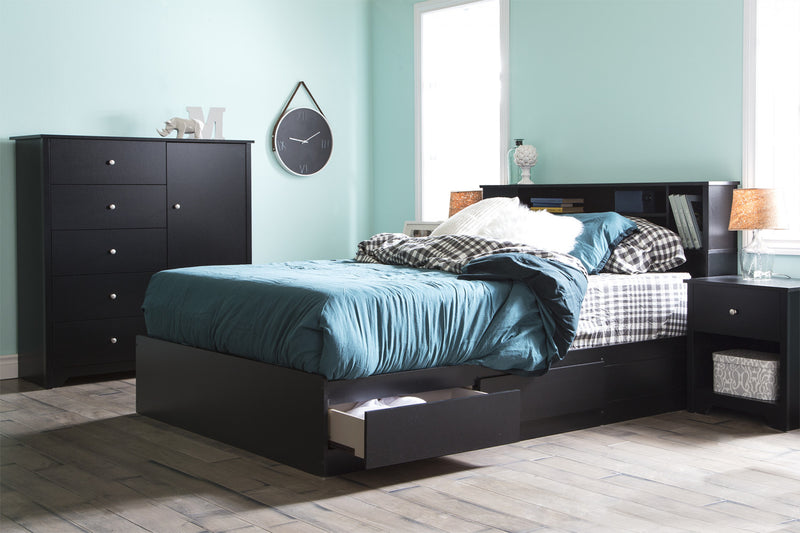 Vito Door Chest With 5 Drawers - Pure Black 