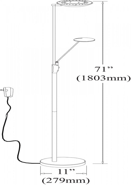Dainolite Mother & Son LED Floor Lamp Black/Polished Chrome Finish