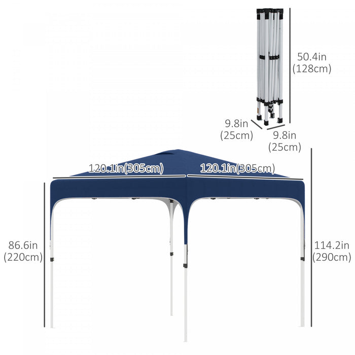 Outsunny 10' X 10' Pop Up Canopy Tent, Instant Sun Shelter, Tents For Parties, Height Adjustable, With Wheeled Carry Bag And 4 Sand Bags, For Outdoor, Garden, Patio, Navy Blue