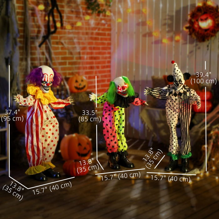 Outsunny Life Size Halloween Animated Clown, Stackable Halloween Props