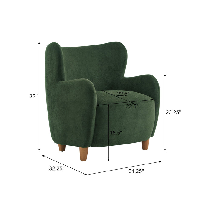 Sophia Upholstered Comfortable Armchair with Wingback,Olive Green Accent Chair