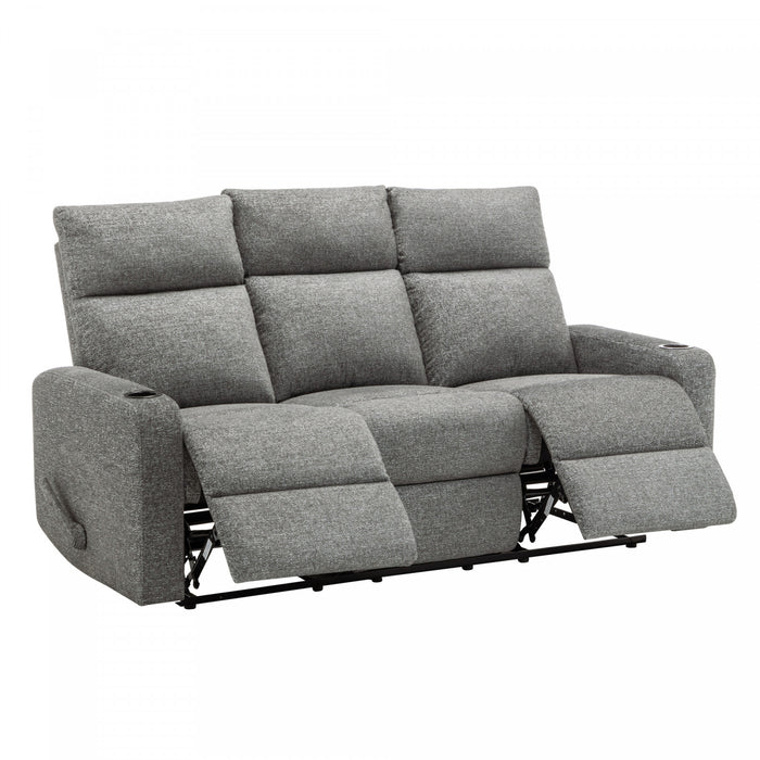 Small 3-Seater Reclining Sofa, 70\" Wide, Manual Recliner, Dark Grey Fabric, Contemporary Recliner