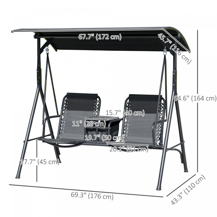 Outsunny 2-seater Garden Swing, Black