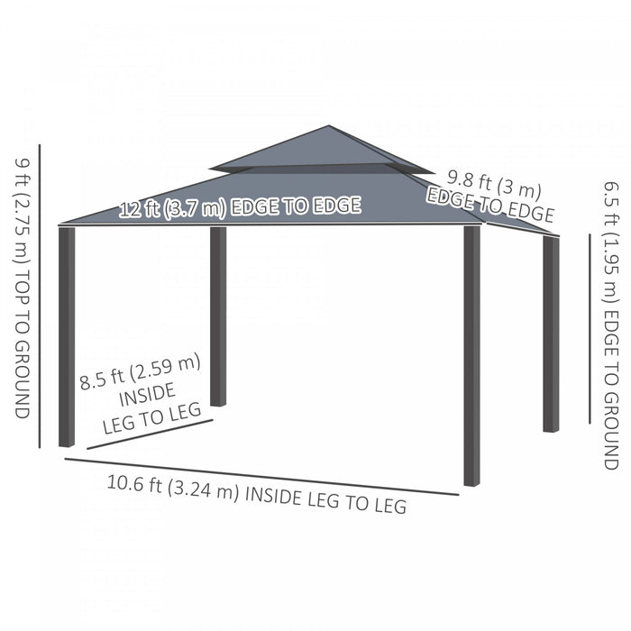 Outsunny 10' X 12' Double Roof Outdoor Gazebo With Netting & Curtains