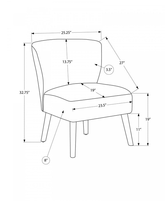 Monarch Specialties - Accent Chair, 33\" H, Upholstered, Living Room, Bedroom, Brown Fabric, Walnut Wood Legs