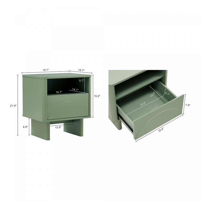 Ella Modern 20\" Nightstand in Sage Green (1-Drawer)