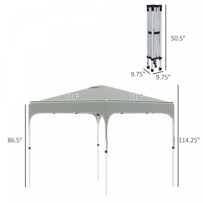 Outsunny 10' X 10' Pop Up Canopy Tent With Sand Bags, Upf 50+ Instant Sun Shelter, Tents For Parties, Height Adjustable, With Wheeled Carry Bag, For Outdoor, Garden, Patio, Grey