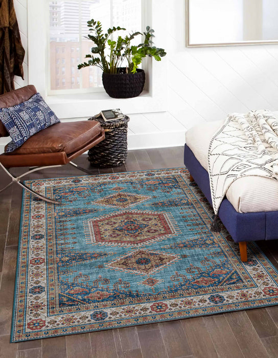 Tracy Traditional 8'0\" x 10'0\" Area Rug in Blue Indoor Area Rug