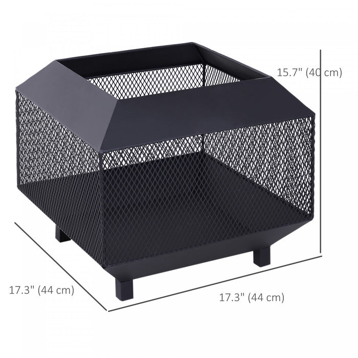 Outsunny 17\" Outdoor Fire Pit with Fire Poker, Wood Burning Firepits, Black