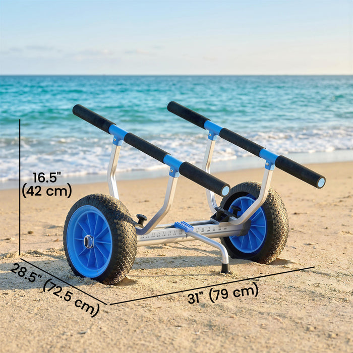 Soozier Kayak Cart with Adjustable Width and Large Wheels, Sky Blue